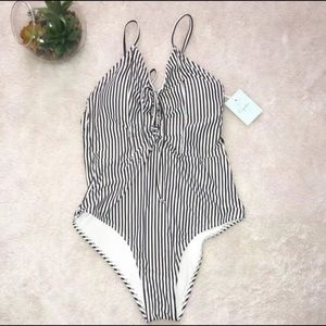 Cupshe One Piece Swimsuit Striped Tie Lace
